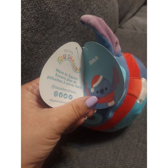 Disney Squishmallow Stitch With Christmas Santa Hat 8" Plush Toy New With Tag - Picture 9 of 11